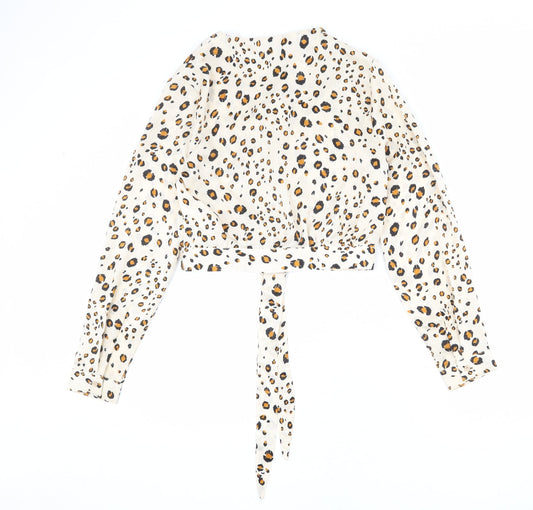 Womens UK Size 10 Missguided Beige Basic Button-Up