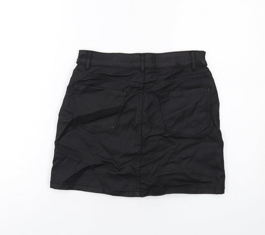 New Look Womens Black Viscose A-Line Skirt Size 8 Button