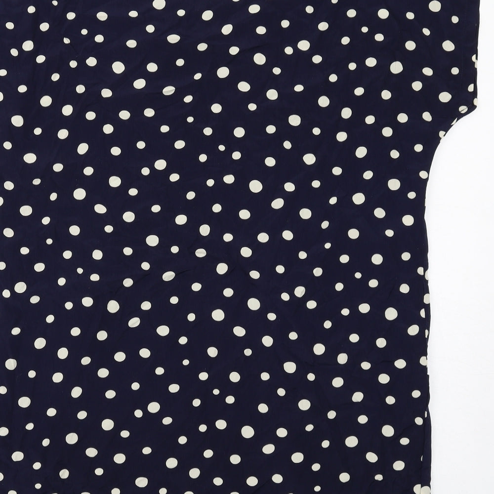Grove Womens Blue Polka Dot Polyester T-Shirt Dress Size 12 Round Neck Pullover