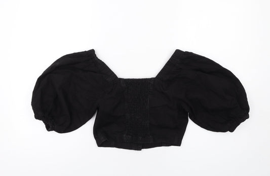 Womens UK Size 6 New Look Black Cropped Blouse