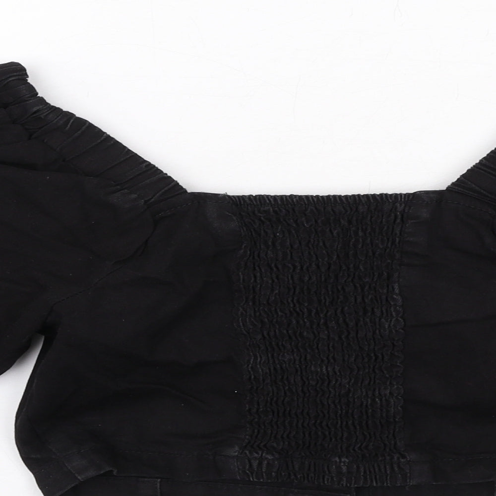 Womens UK Size 6 New Look Black Cropped Blouse