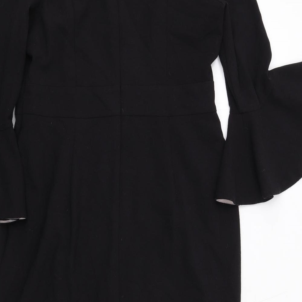 Definitions Womens Black Polyester A-Line Size 12 V-Neck Zip