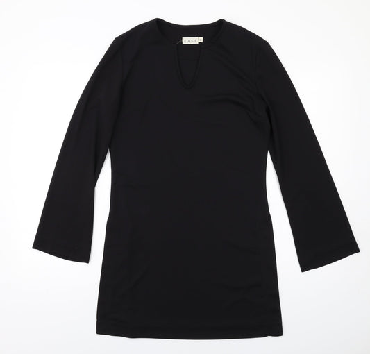 East Womens Black Polyester A-Line Size 10 V-Neck Pullover