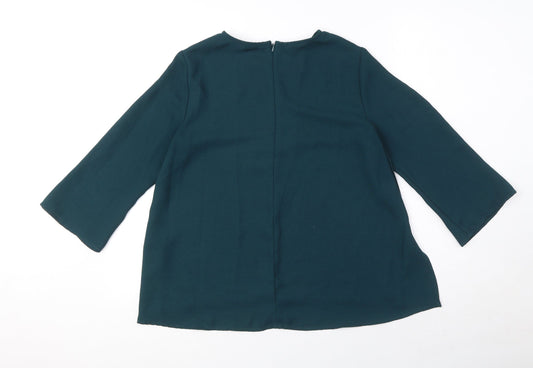 Womens UK Size 8 Topshop Green Basic Blouse
