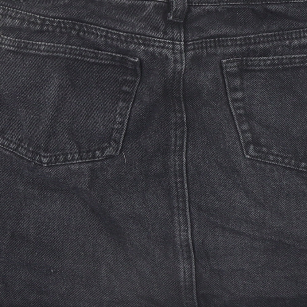 PRETTYLITTLETHING Womens Black Cotton Mini Skirt Size 6 Zip