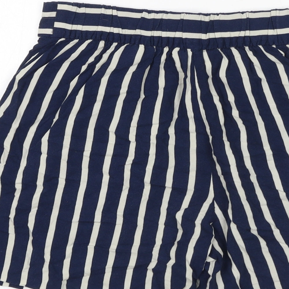 H&M Womens Blue Striped Viscose Culotte Shorts Size 8 Regular
