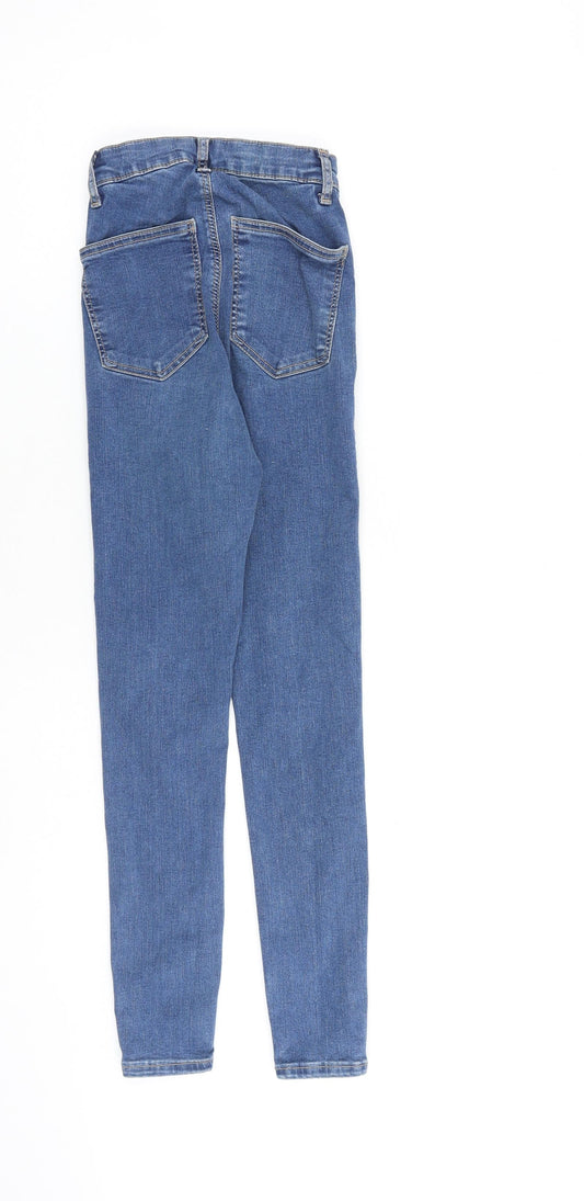 Topshop Womens Blue Cotton Skinny Jeans Size 25 in L30 in Regular Zip