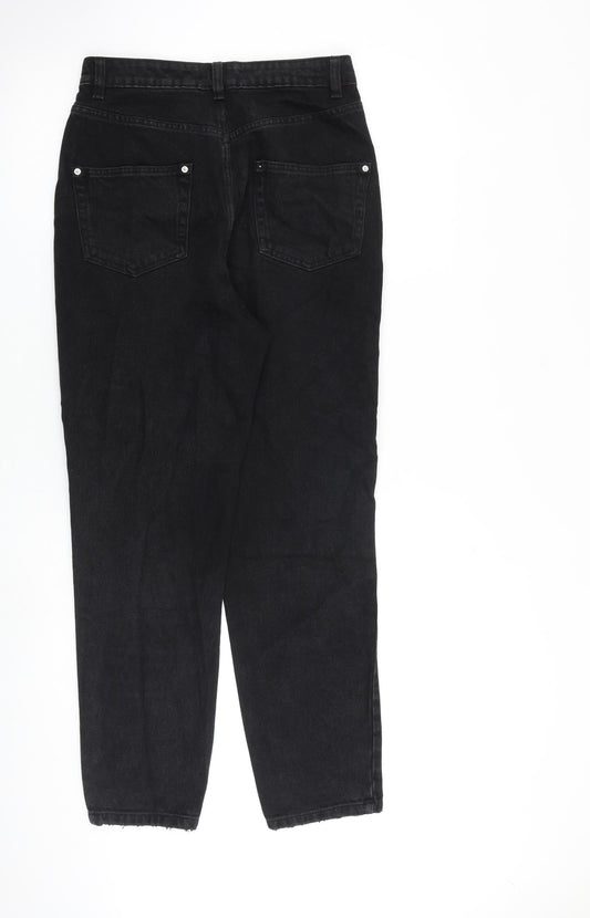 Miss Selfridge Womens Black Cotton Tapered Jeans Size 8 L29 in Regular Zip