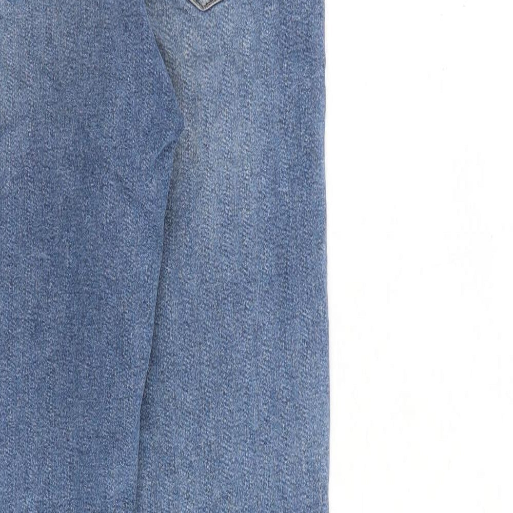 Topshop Womens Blue Cotton Skinny Jeans Size 28 in L32 in Regular Zip - Distressed Hems