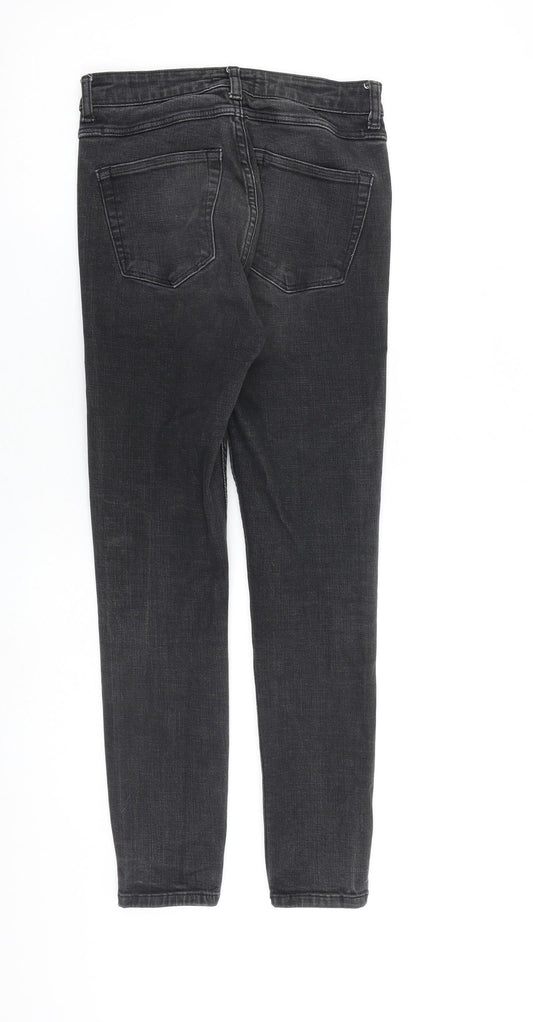 Zara Womens Black Cotton Skinny Jeans Size 8 L27 in Regular Zip