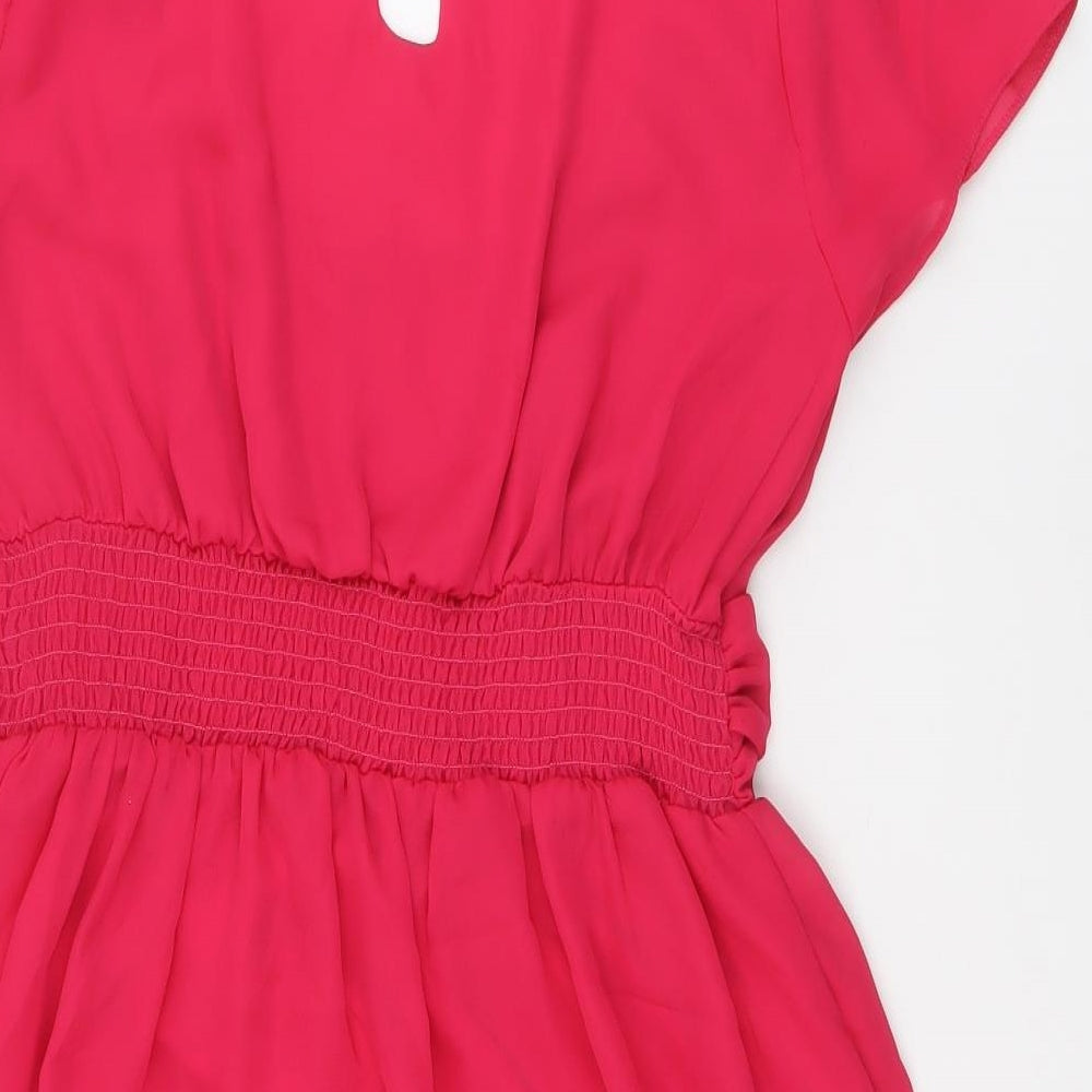ASOS Womens Pink Polyester A-Line Size 16 Round Neck Buckle