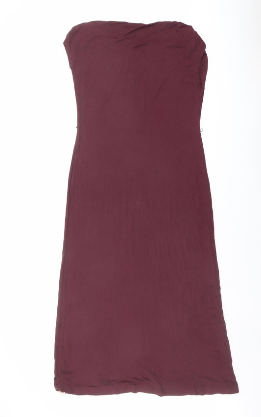 Oasis Womens Red Viscose Maxi Size M Boat Neck Pullover