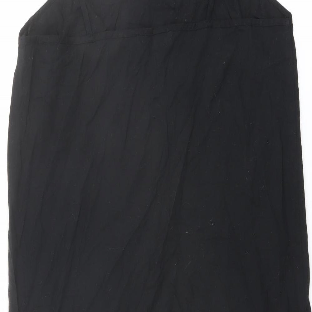 NEXT Womens Black Cotton Slip Dress Size 14 Square Neck Pullover