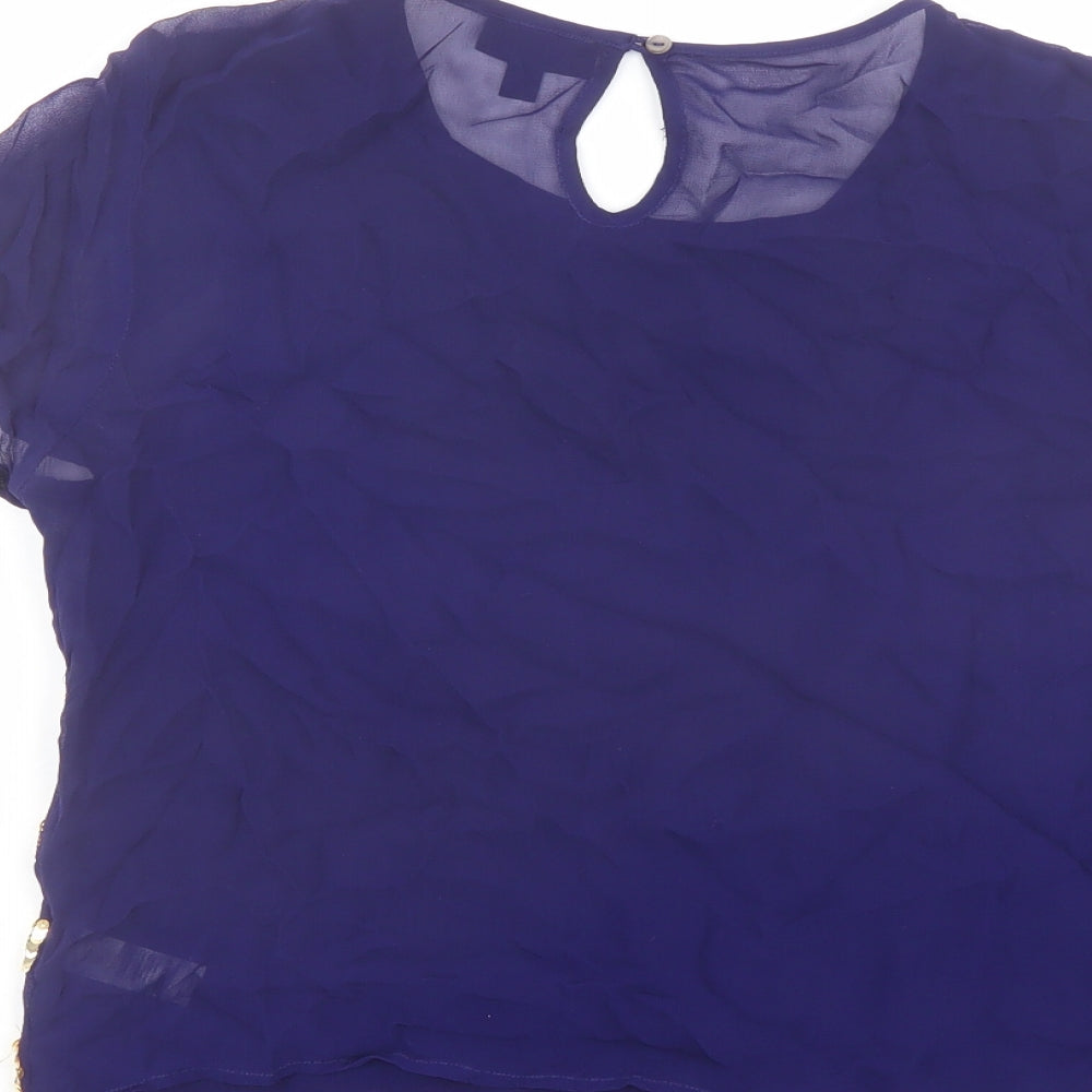 Womens UK Size 10 Topshop Blue Basic Blouse
