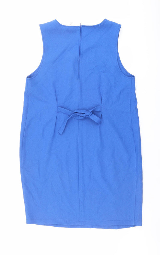 Yessica Womens Blue Polyester Tank Dress Size 14 Round Neck Zip