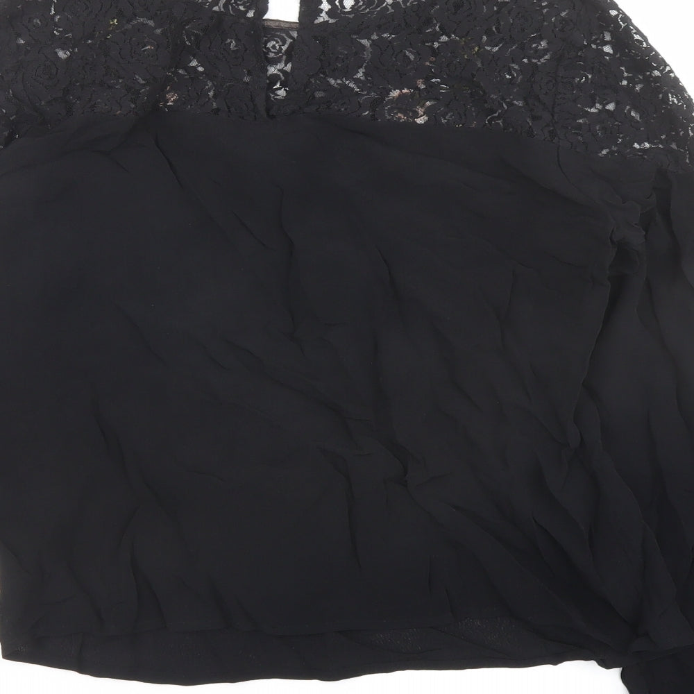 Womens UK Size 10 Red Herring Black Basic Blouse