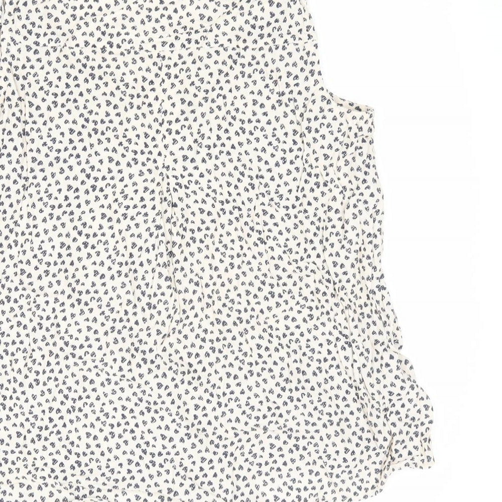 John Lewis Womens Beige Geometric Viscose Basic Tank Size 14 V-Neck - Heart Pattern