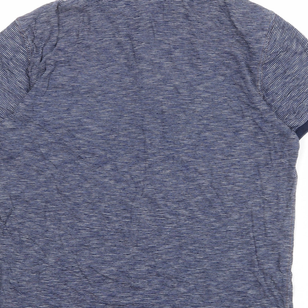 NEXT Mens Blue Striped 100% Cotton Polo Size M Collared Button