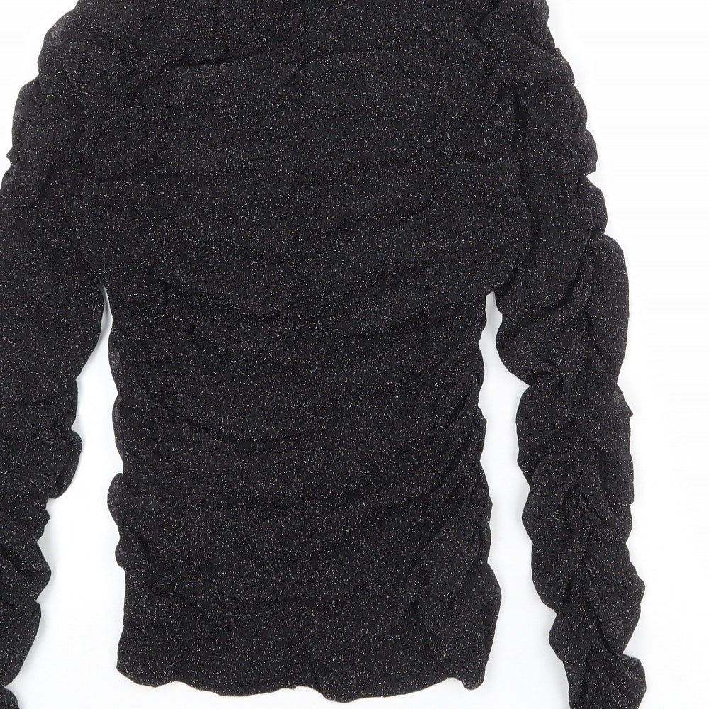 Divided by H&M Womens Black Nylon Basic Blouse Size M Boat Neck
