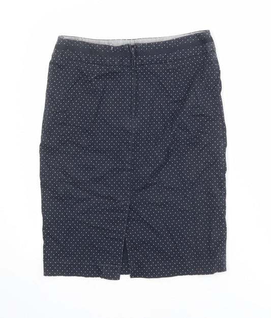 NEXT Womens Blue Polka Dot Cotton Straight & Pencil Skirt Size 10 Zip