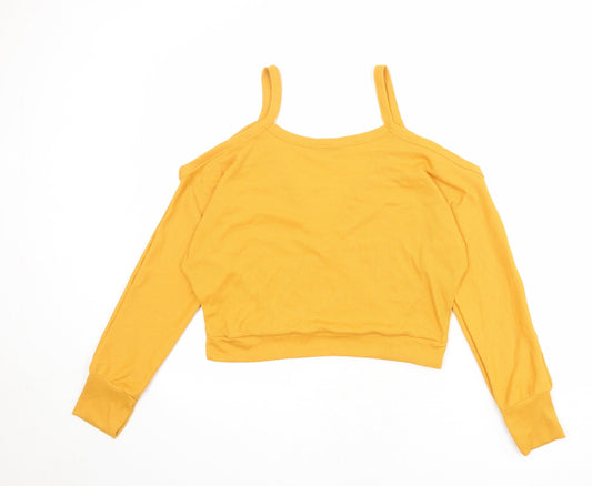 Boohoo Womens Orange Polyester Basic Blouse Size 8 V-Neck - Ribbed