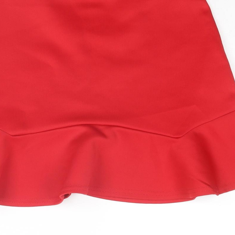 Nasty Gal Womens Red Polyester Skater Skirt Size 6