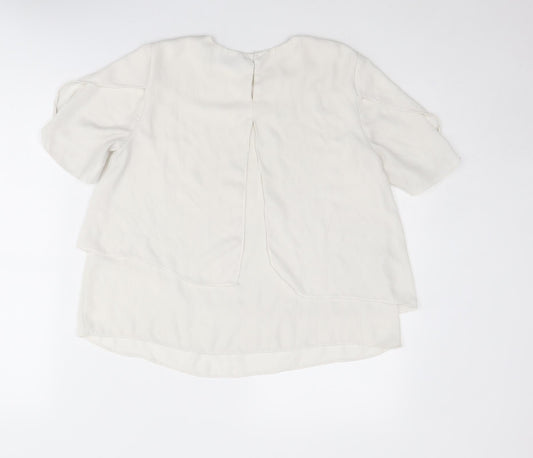 Womens UK Size XS Mango White Basic Blouse