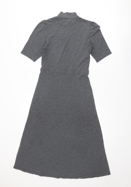 New Look Womens Grey Polyester A-Line Size 10 Mock Neck Pullover