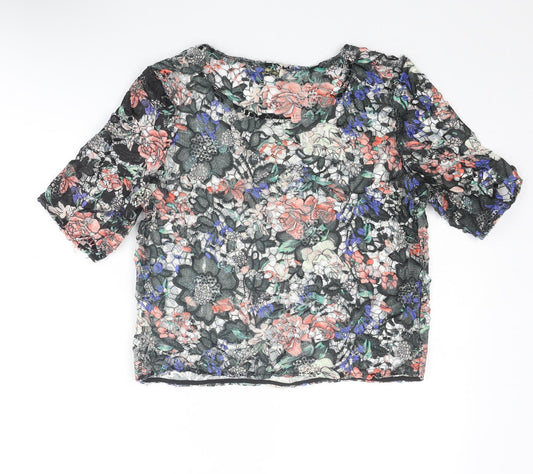Parisian Collection Womens Multicoloured Floral Polyester Basic T-Shirt Size 10 Round Neck