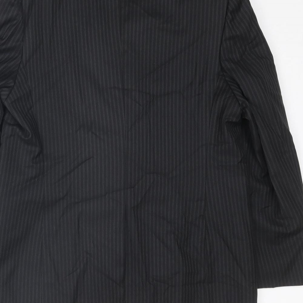 The Raymond Mens Black Striped Polyester Jacket Suit Jacket Size 36 Regular