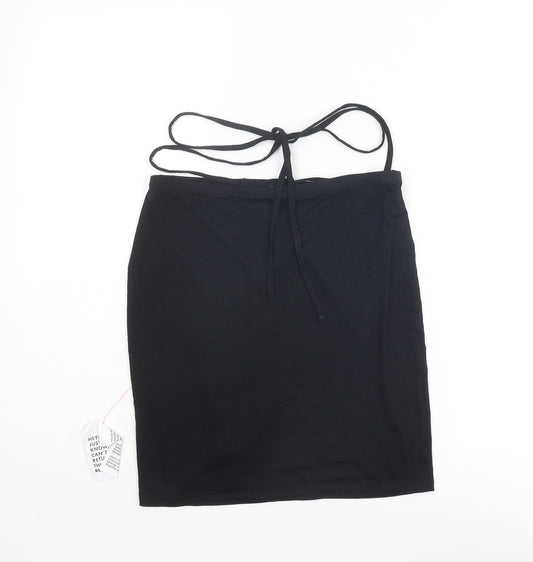 ASOS Womens Black Viscose Bandage Skirt Size 10 Tie