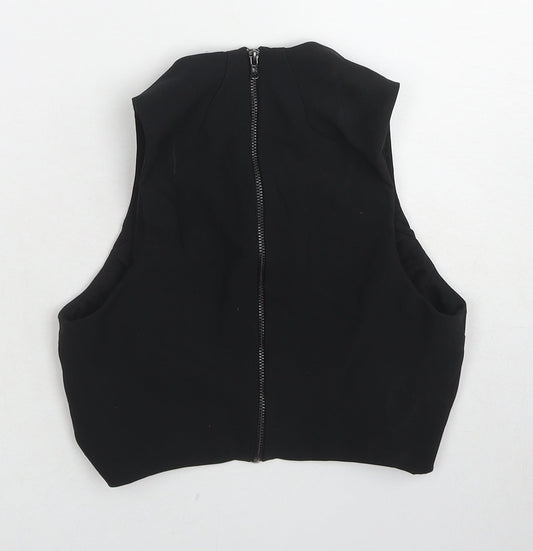 Topshop Womens Black Polyester Basic Tank Size 6 Round Neck