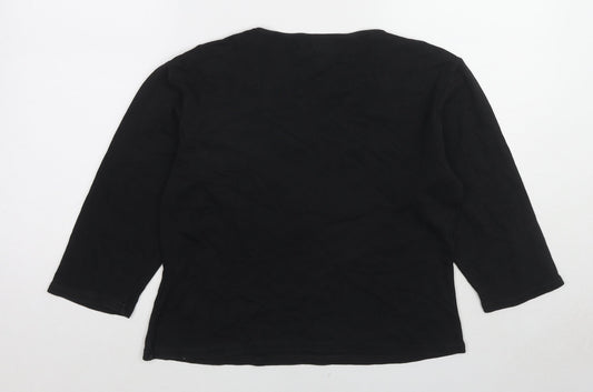Womens UK Size M Pure & Natural Black Basic T-Shirt