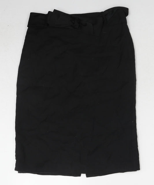 Monsoon Womens Black Polyester A-Line Skirt Size 8 Zip - Belt included