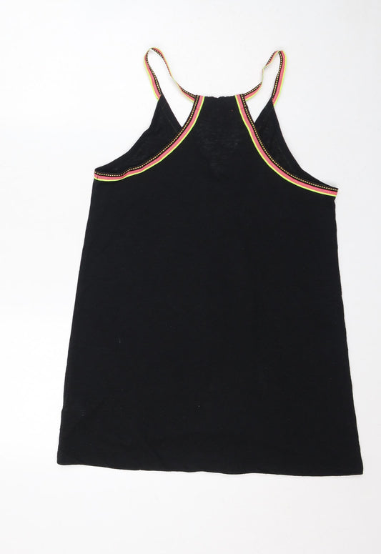 River Island Womens Black Polyester Tank Dress Size S V-Neck Pullover