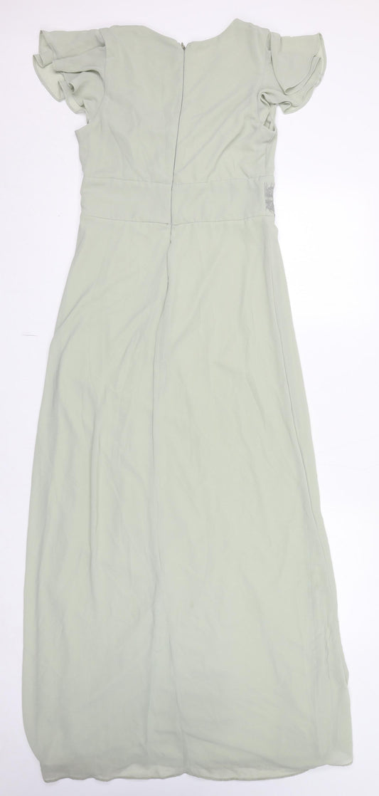 TFNC Womens Green Polyester Maxi Size 12 V-Neck Zip