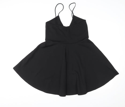 Missguided Womens Black Polyester Mini Size 14 V-Neck Pullover