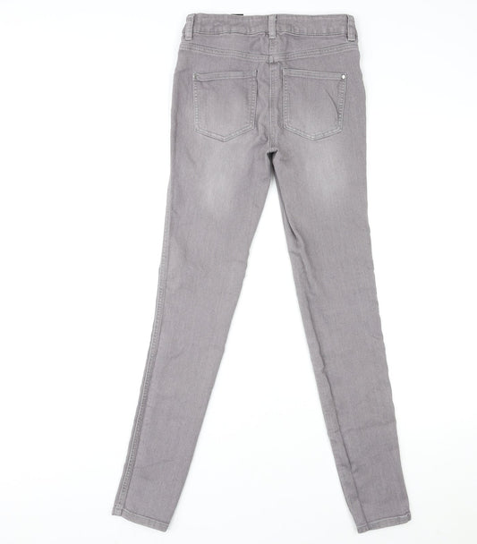 NEXT Womens Grey Cotton Skinny Jeans Size 8 L30 in Regular Zip