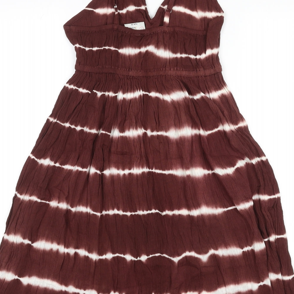 CYN Womens Brown Tie Dye Cotton Slip Dress Size M V-Neck Pullover