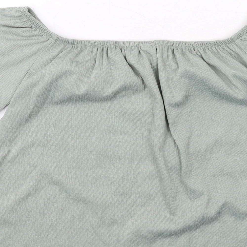 Womens UK Size M H&M Green Basic Blouse