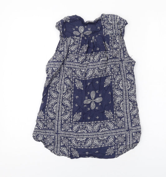 Womens UK Size 8 H&M Blue Basic Button-Up