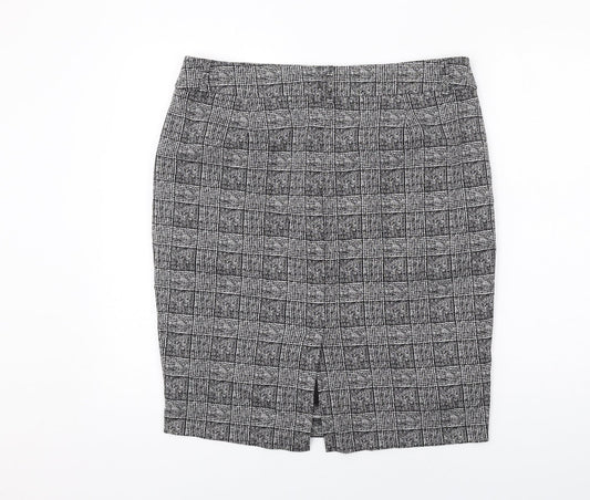 Marks and Spencer Womens Grey Plaid Polyester Straight & Pencil Skirt Size 16 Zip
