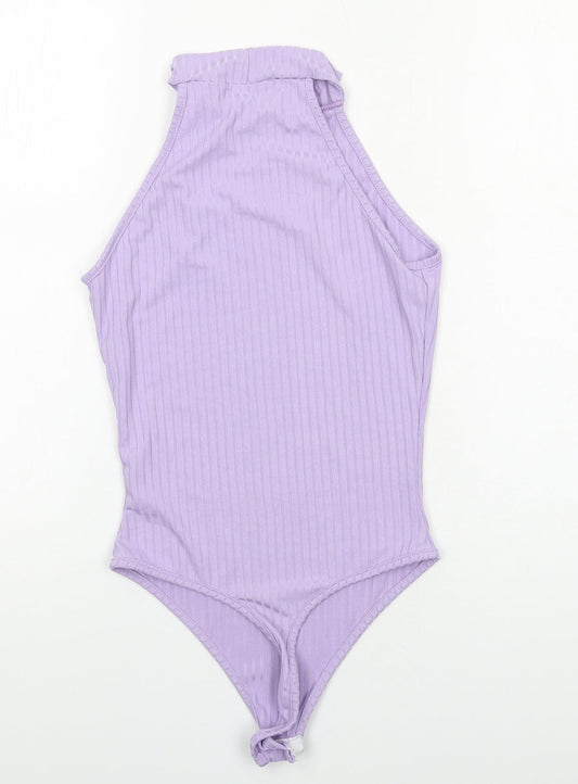 PRETTYLITTLETHING Womens Purple Polyester Bodysuit One-Piece Size 4 Snap