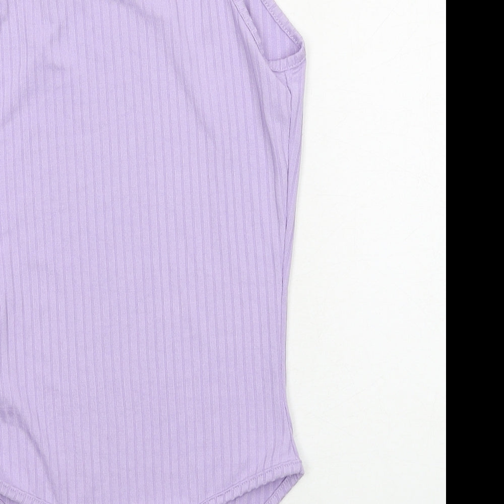 PRETTYLITTLETHING Womens Purple Polyester Bodysuit One-Piece Size 4 Snap