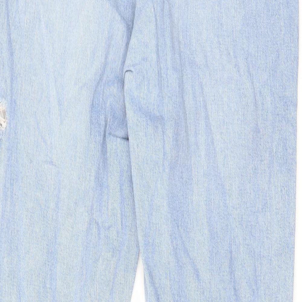 Missguided Womens Blue Cotton Straight Jeans Size 12 L30 in Regular Zip