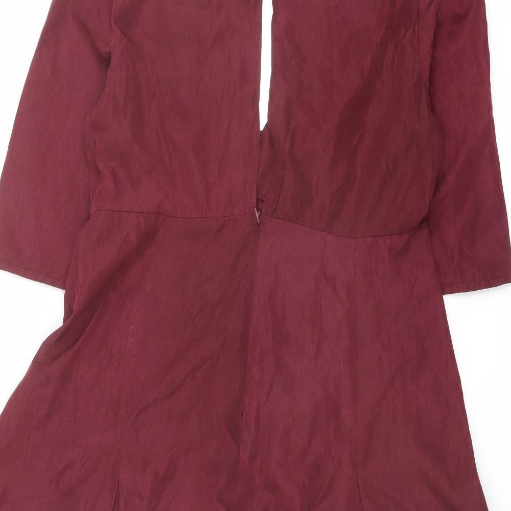 Boohoo Womens Purple Polyester Playsuit One-Piece Size 12 Zip