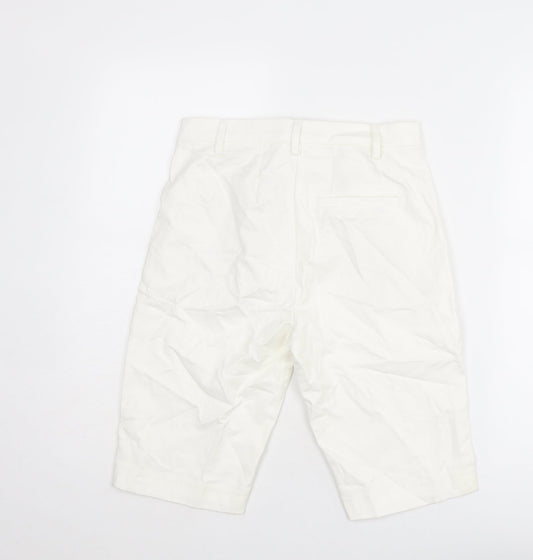 Marks and Spencer Womens White Cotton Chino Shorts Size 6 L11 in Regular Zip