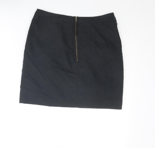 H&M Womens Black Modal A-Line Skirt Size 12 Zip