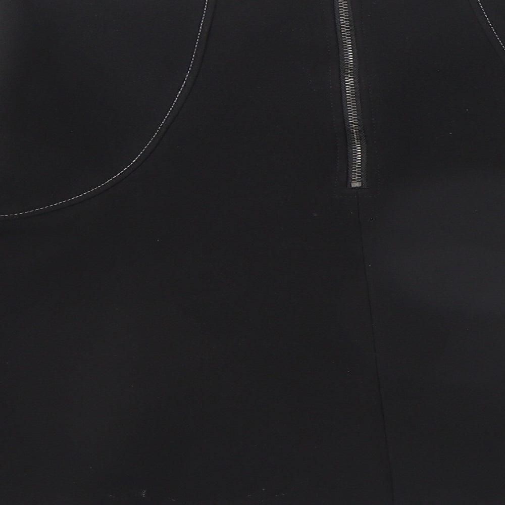 NEXT Womens Black Polyester Swing Skirt Size 10 Zip