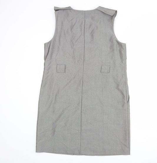 Oasis Womens Grey Polyester Shift Size 16 Round Neck Zip